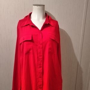 A red long sleeve blouse